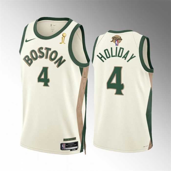 Men%27s Boston Celtics #4 Jrue Holiday 2024 Finals Champions City Edition Stitched Basketball Jersey Dzhi